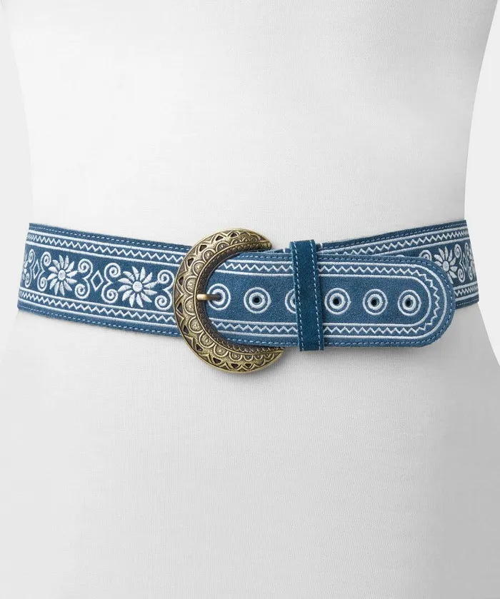 Women Joe Browns Into The Blues Embroidered Suede Belt Blue