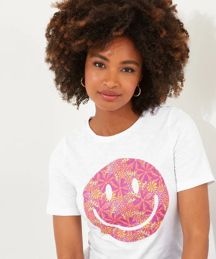 Women Joe Browns Smiley Graphic Tee White Women Joe Browns Smiley Graphic Tee White