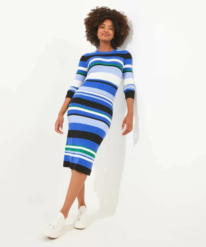 Women Joe Browns Summer Chic Striped Rib Knit Dress Blue Stripe Women Joe Browns Summer Chic Striped Rib Knit Dress Blue Stripe
