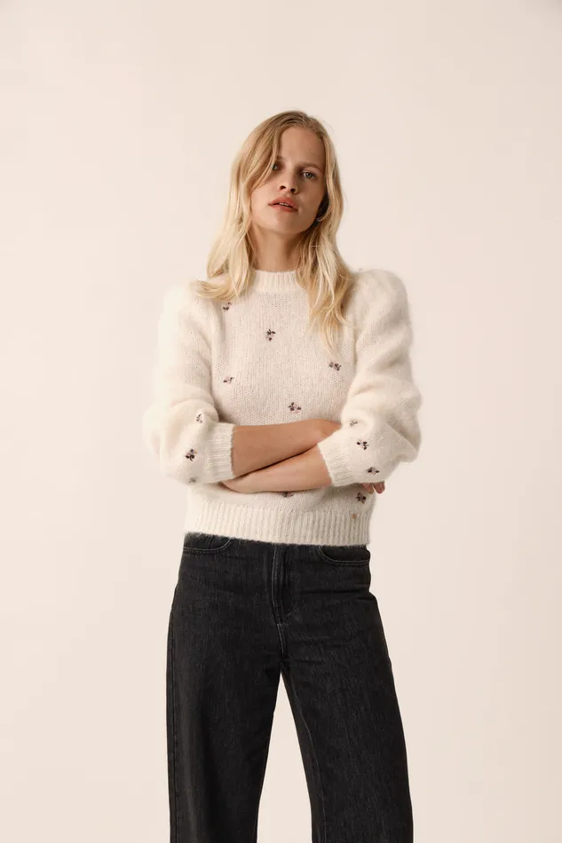 Women Jumper Bouda Creme Pull Laine Mrinos Blanc Crme Des Petits Hauts Jumpers and Cardigans