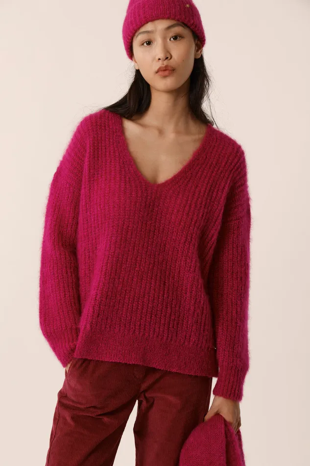 Women Jumper Charlie Lupin Pull Mohair Rose Fuchsia Des Petits Hauts Jumpers and Cardigans