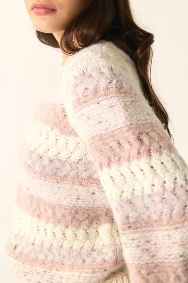 Women Jumper Delou CremePoudre Pull Alpaga Blanc Et Rose Des Petits Hauts Jumpers and Cardigans