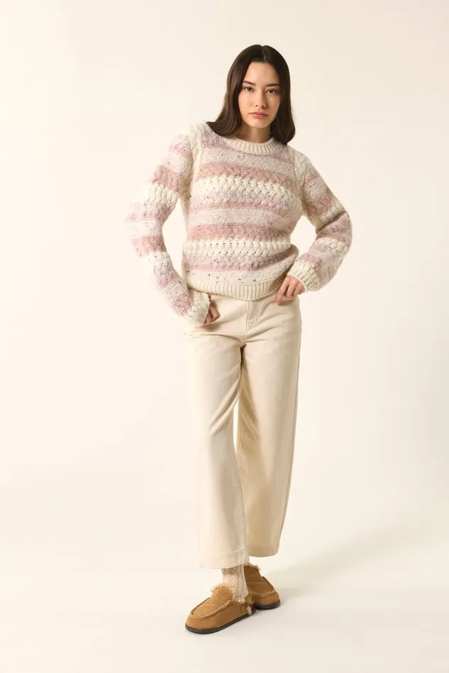 Women Jumper Delou CremePoudre Pull Alpaga Blanc Et Rose Des Petits Hauts Jumpers and Cardigans