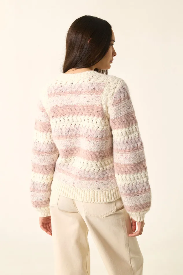 Women Jumper Delou CremePoudre Pull Alpaga Blanc Et Rose Des Petits Hauts Jumpers and Cardigans