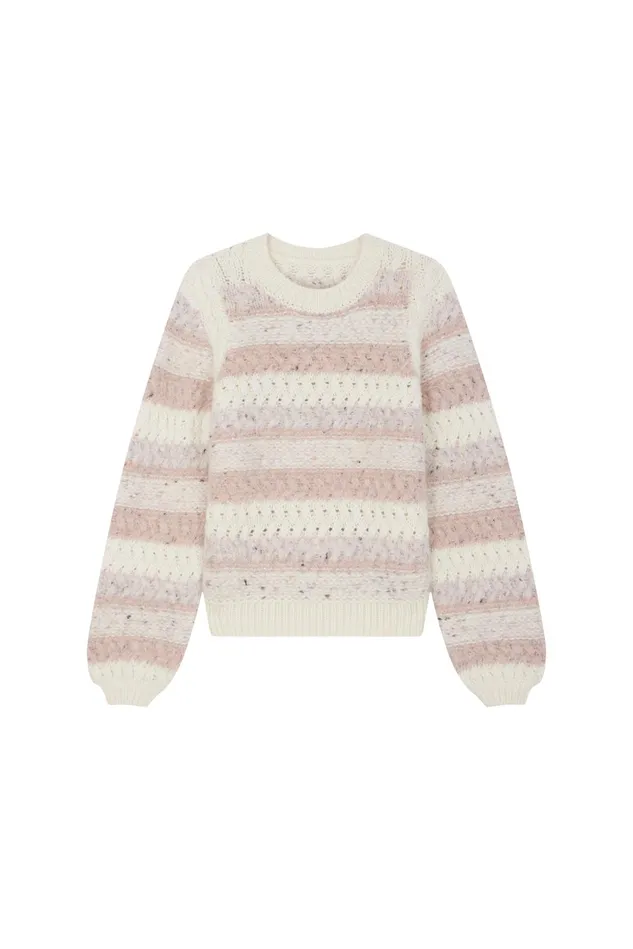 Women Jumper Delou CremePoudre Pull Alpaga Blanc Et Rose Des Petits Hauts Jumpers and Cardigans