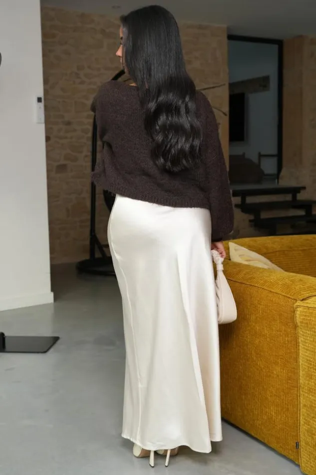 Women Jupe Longue cru Satine Ecru Brentiny Paris White Tops