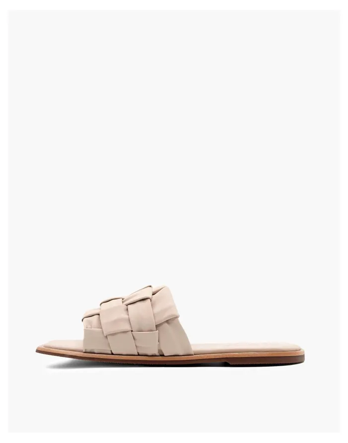 Women KAANAS BELINHA BASKETWEAVE ALLOVER LEATHER SLIDE Off White Madewell Sandals Women KAANAS BELINHA BASKETWEAVE ALLOVER LEATHER SLIDE Off White Madewell Sandals