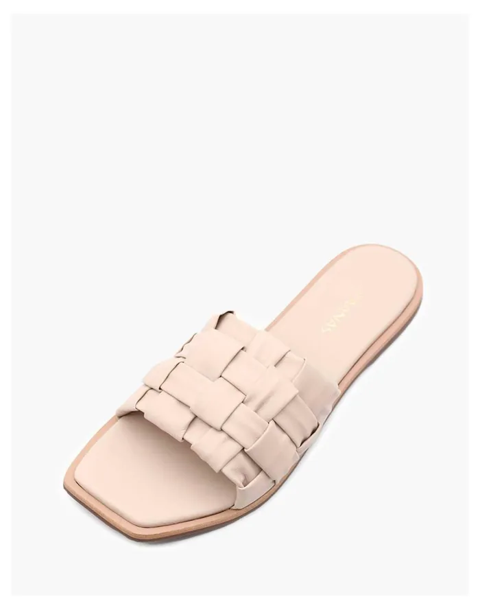 Women KAANAS BELINHA BASKETWEAVE ALLOVER LEATHER SLIDE Off White Madewell Sandals Women KAANAS BELINHA BASKETWEAVE ALLOVER LEATHER SLIDE Off White Madewell Sandals