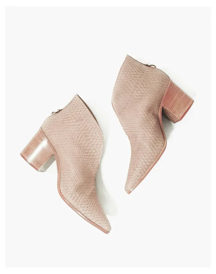 Women KAANAS Morellino Snake Open Front Booties Nutmeg Madewell Boots