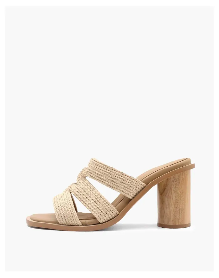 Women KAANAS NEIVA WOVEN UPPER WITH WOOD HEEL Beige Madewell Heels Women KAANAS NEIVA WOVEN UPPER WITH WOOD HEEL Beige Madewell Heels