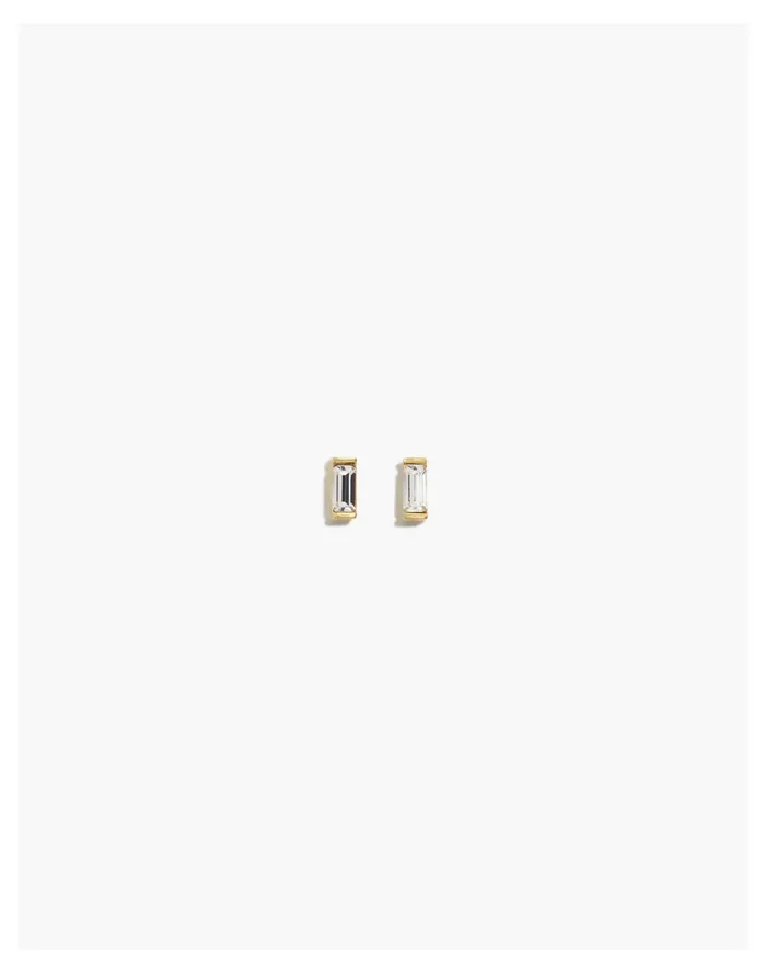 Women Katie Dean Jewelry 18k Gold Plated Crystal Baguette Stud Earrings Gold Madewell Earrings