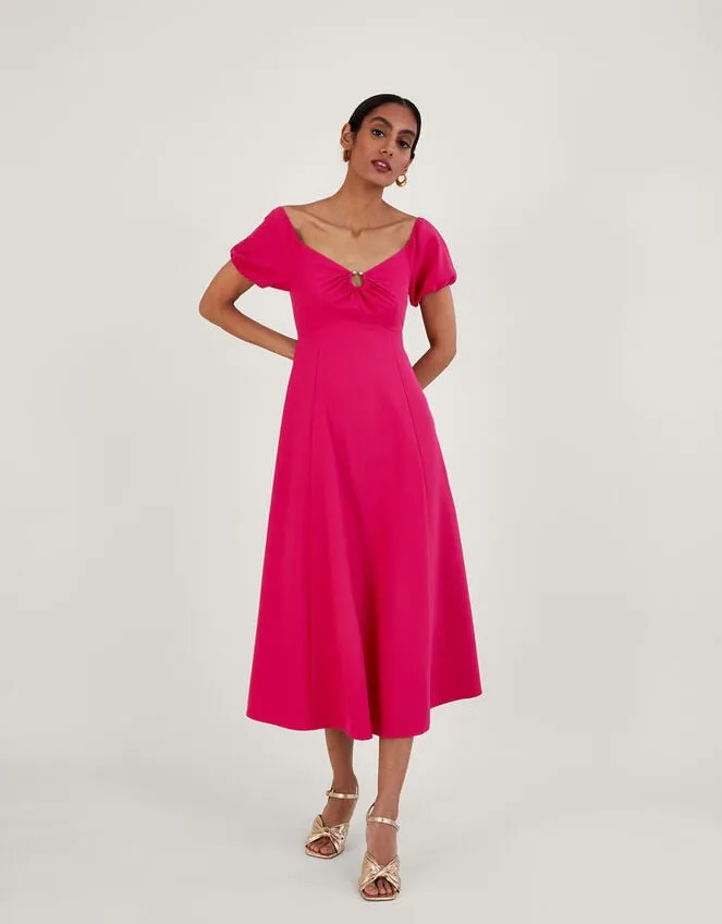 Women Katie Ring Detail Bardot Dress Pink Monsoon Occasionwear