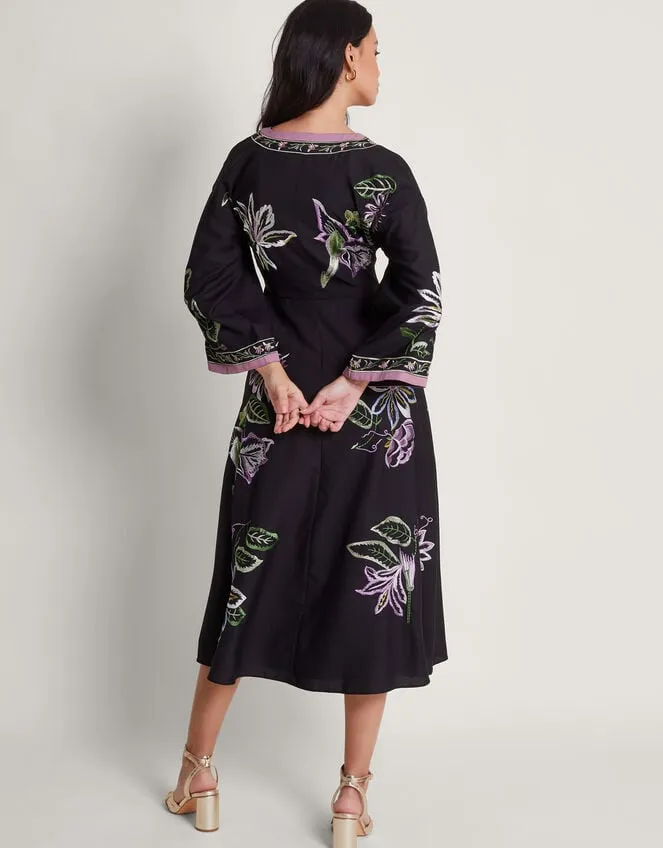 Women Kaya Embroidered Dress Black Monsoon Occasionwear