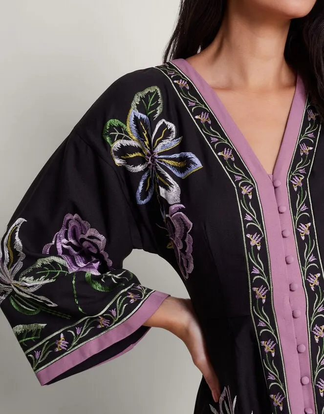 Women Kaya Embroidered Dress Black Monsoon Occasionwear