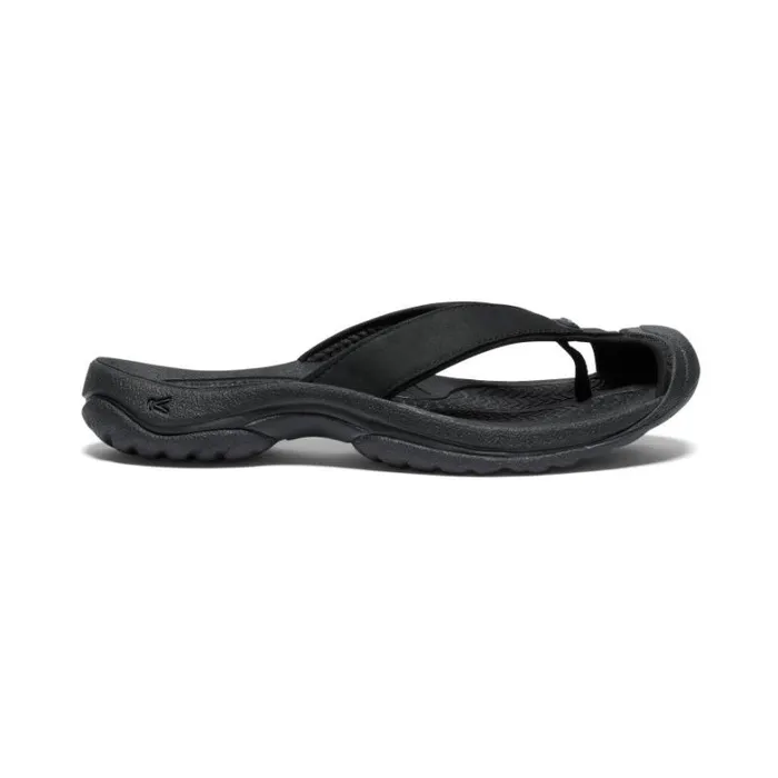 Women KEEN Casual Waimea BlackBlack Leather FlipFlop