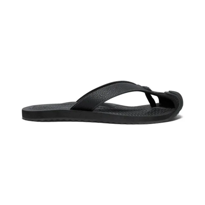 Women KEEN Sandals Barbados BlackSteel Grey Leather FlipFlop