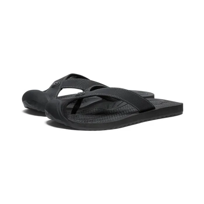 Women KEEN Sandals Barbados BlackSteel Grey Leather FlipFlop Women KEEN Sandals Barbados BlackSteel Grey Leather FlipFlop