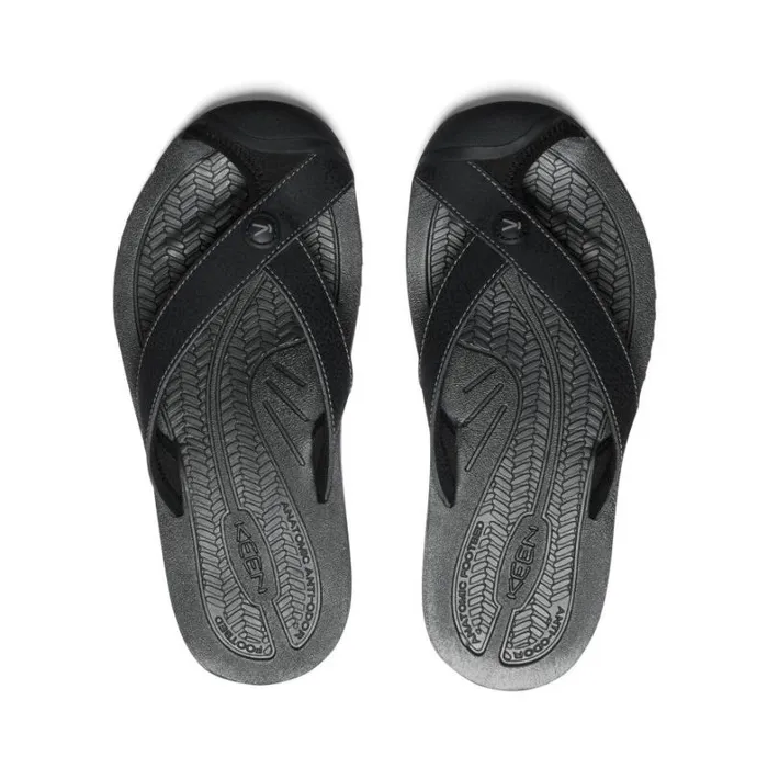 Women KEEN Sandals Barbados BlackSteel Grey Leather FlipFlop Women KEEN Sandals Barbados BlackSteel Grey Leather FlipFlop