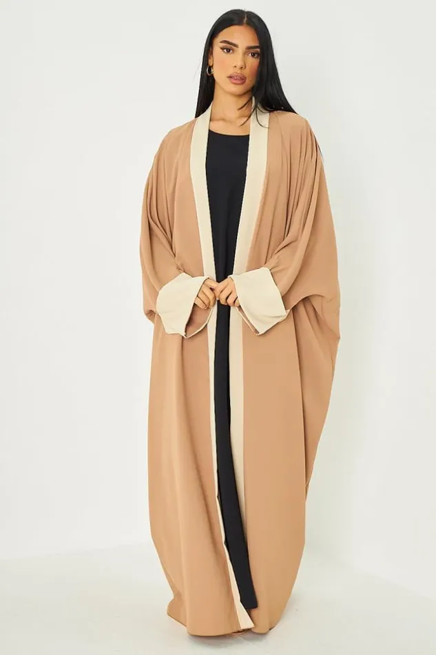 Women Kimono Bicolore Bandes Camel Camel Brentiny Paris Jackets