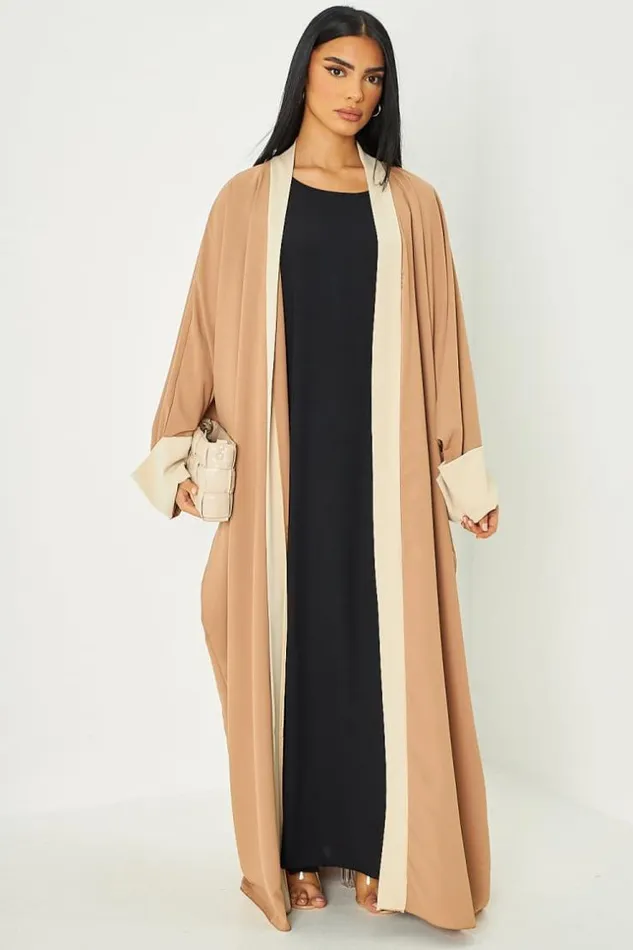 Women Kimono Bicolore Bandes Camel Camel Brentiny Paris Jackets