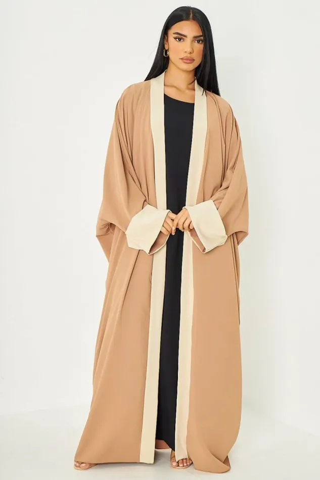 Women Kimono Bicolore Bandes Camel Camel Brentiny Paris Jackets