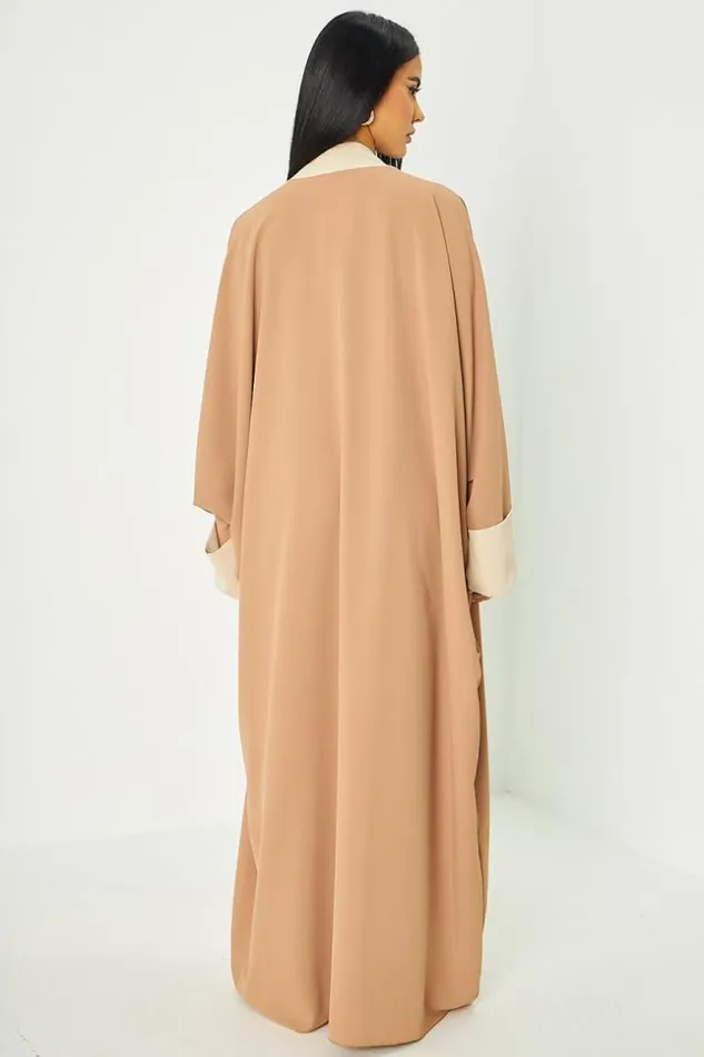 Women Kimono Bicolore Bandes Camel Camel Brentiny Paris Jackets