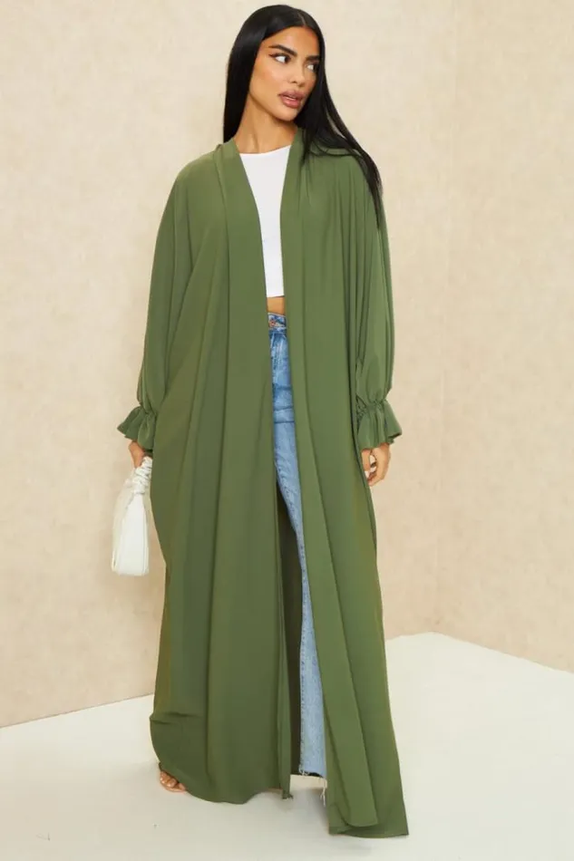 Women Kimono Long Ouvert Kaki Khaki Brentiny Paris Jackets