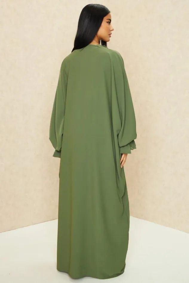 Women Kimono Long Ouvert Kaki Khaki Brentiny Paris Jackets
