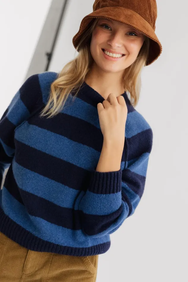 Women Knits Women 8211 Ballywalker 8211 Blue Stripes TWOTHIRDS Knits