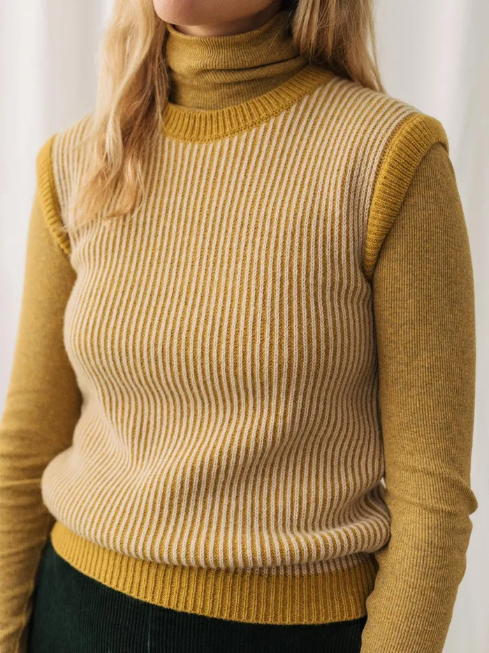 Women Knits Women 8211 Harbour 8211 Bicolour Mustard TWOTHIRDS Knits