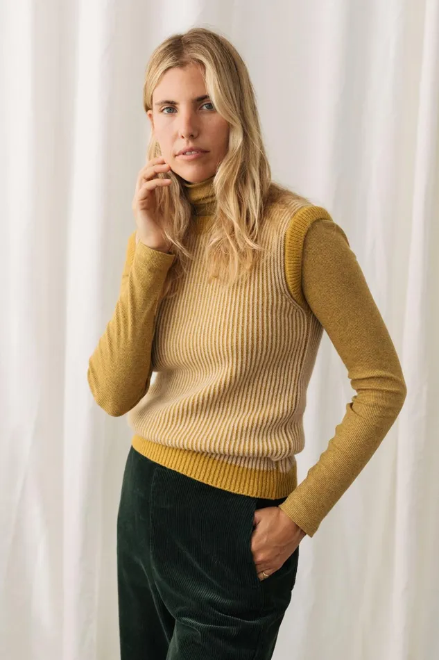 Women Knits Women 8211 Harbour 8211 Bicolour Mustard TWOTHIRDS Knits