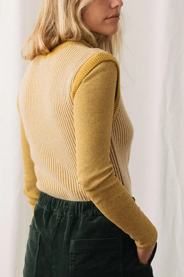 Women Knits Women 8211 Harbour 8211 Bicolour Mustard TWOTHIRDS Knits