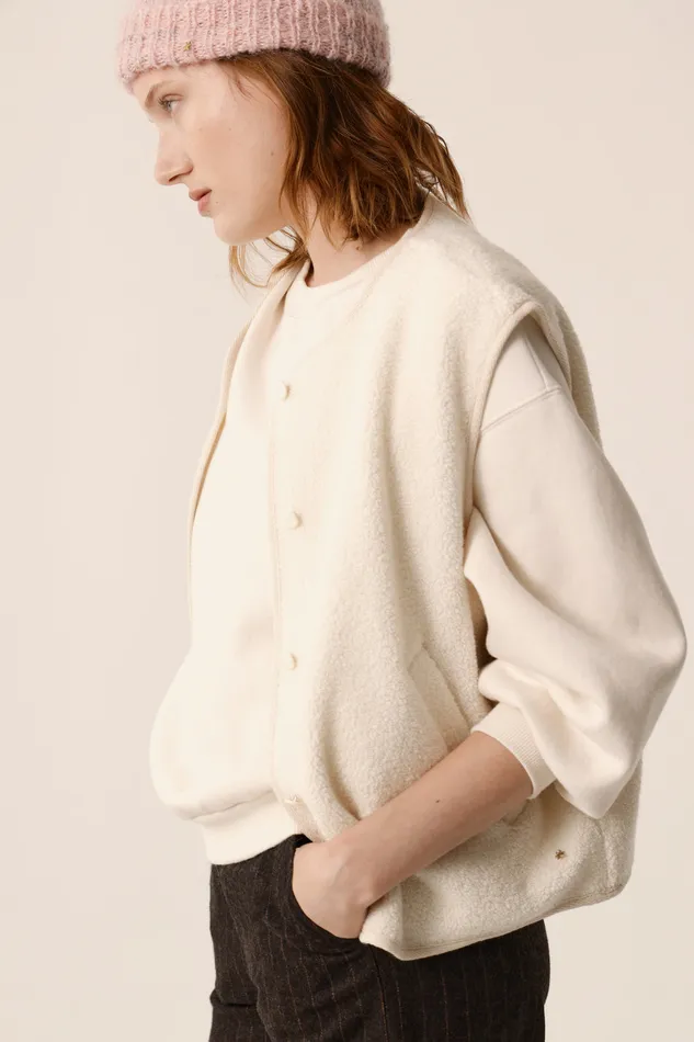 Women Knitted Waistcoat Zlata Creme Veste Laine Blanc Crme Des Petits Hauts Coats and Jackets