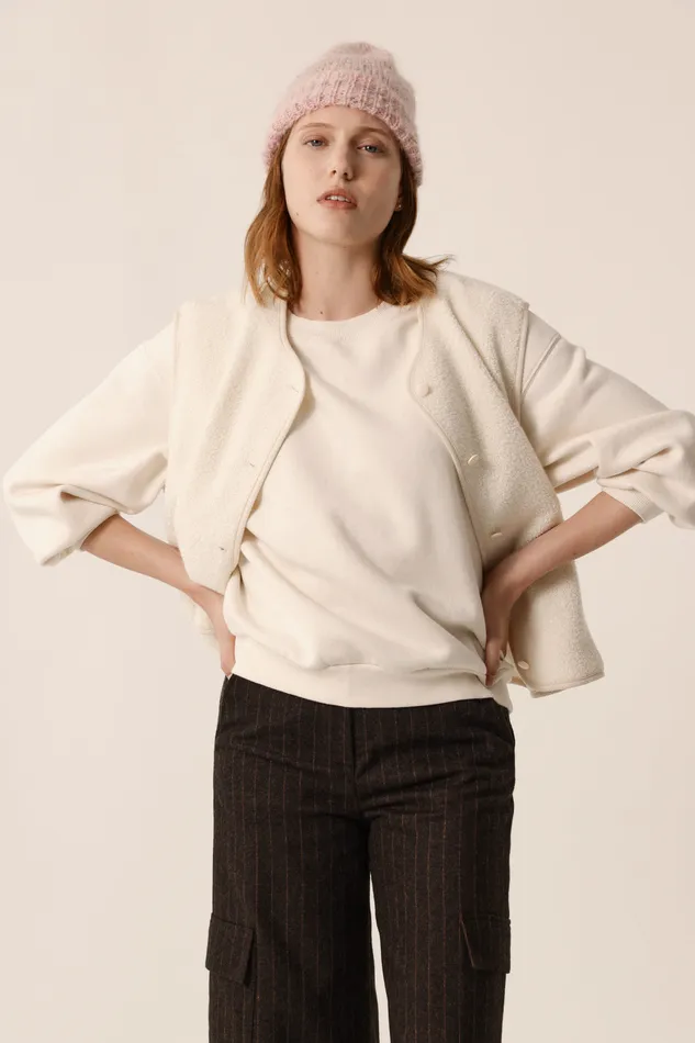 Women Knitted Waistcoat Zlata Creme Veste Laine Blanc Crme Des Petits Hauts Coats and Jackets