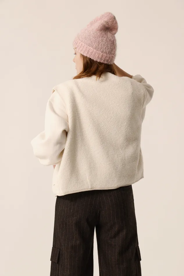 Women Knitted Waistcoat Zlata Creme Veste Laine Blanc Crme Des Petits Hauts Coats and Jackets