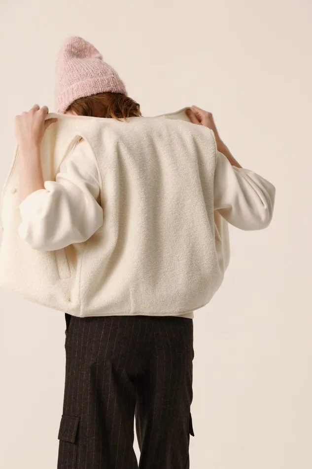 Women Knitted Waistcoat Zlata Creme Veste Laine Blanc Crme Des Petits Hauts Coats and Jackets