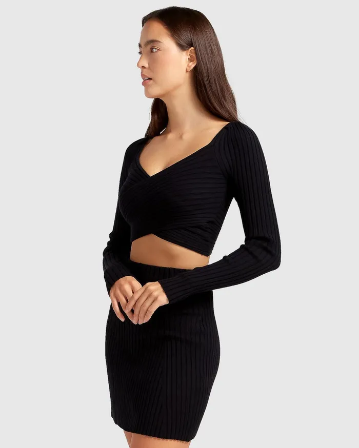 Women Knitwear Belle and Bloom Forget Me Not Knit Crop 8211 Black