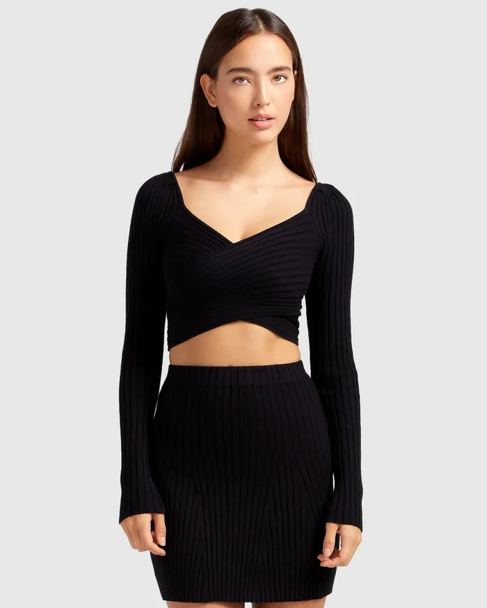 Women Knitwear Belle and Bloom Forget Me Not Knit Crop 8211 Black