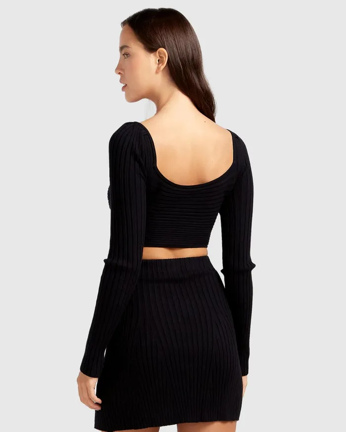 Women Knitwear Belle and Bloom Forget Me Not Knit Crop 8211 Black