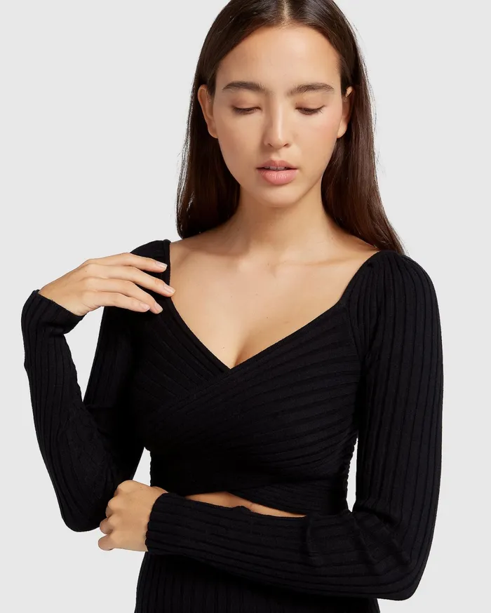 Women Knitwear Belle and Bloom Forget Me Not Knit Crop 8211 Black