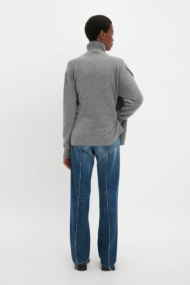 Women Knitwear Victoria Beckham Double Layer Cardigan In Grey Melange