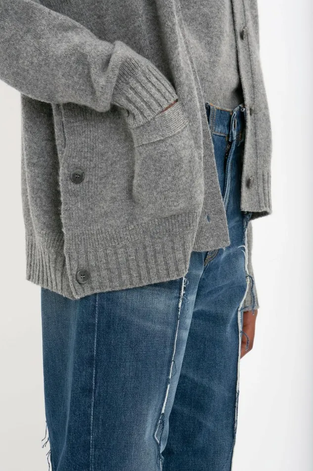 Women Knitwear Victoria Beckham Double Layer Cardigan In Grey Melange