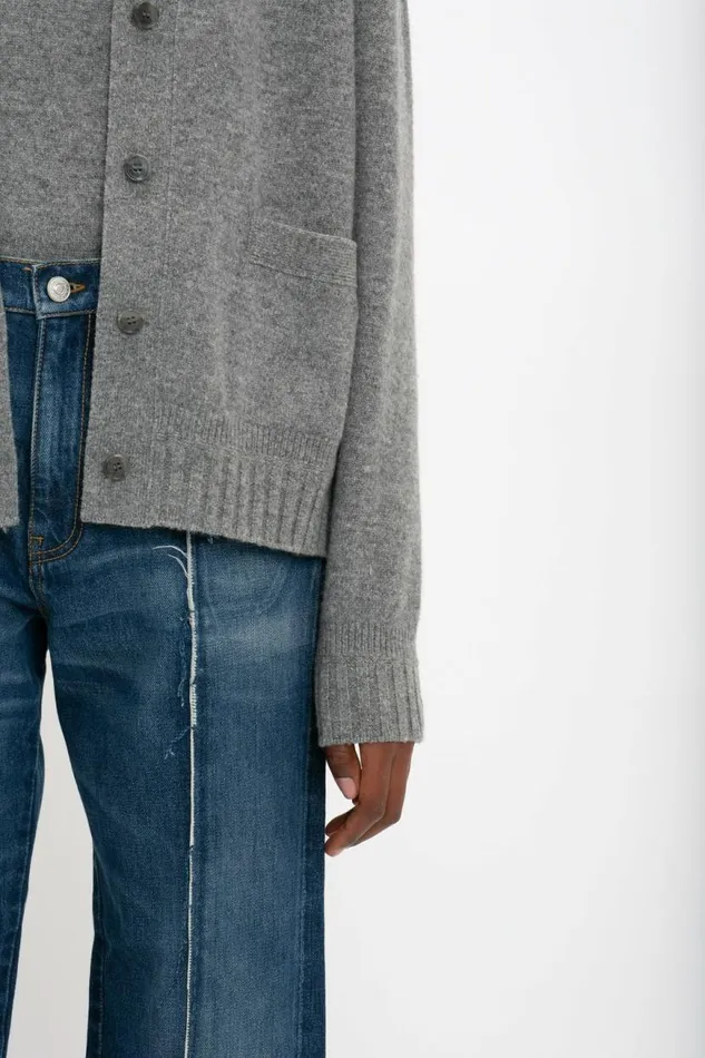 Women Knitwear Victoria Beckham Double Layer Cardigan In Grey Melange