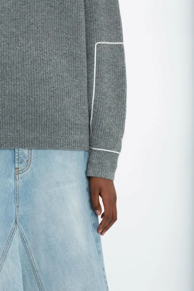Women Knitwear Victoria Beckham Oversized Polo Neck Jumper In Grey Melange