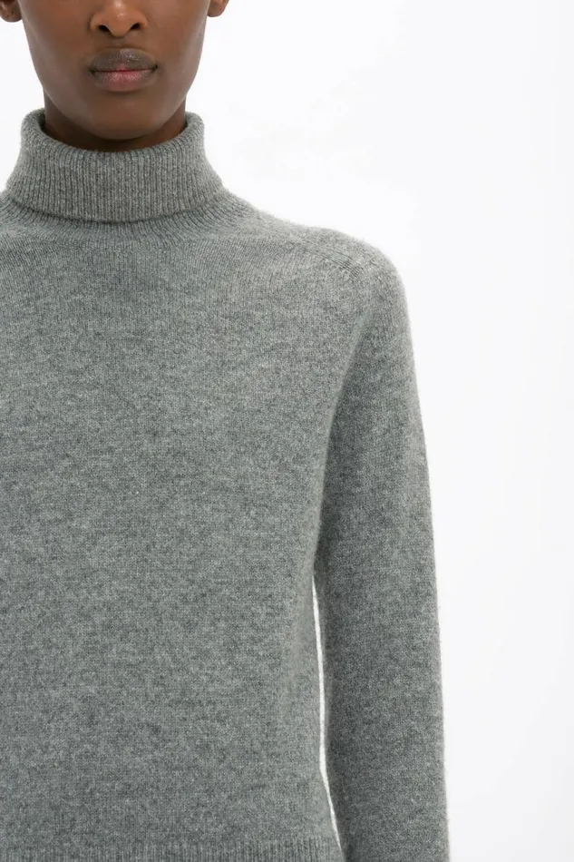 Women Knitwear Victoria Beckham Polo Neck Jumper In Grey Melange