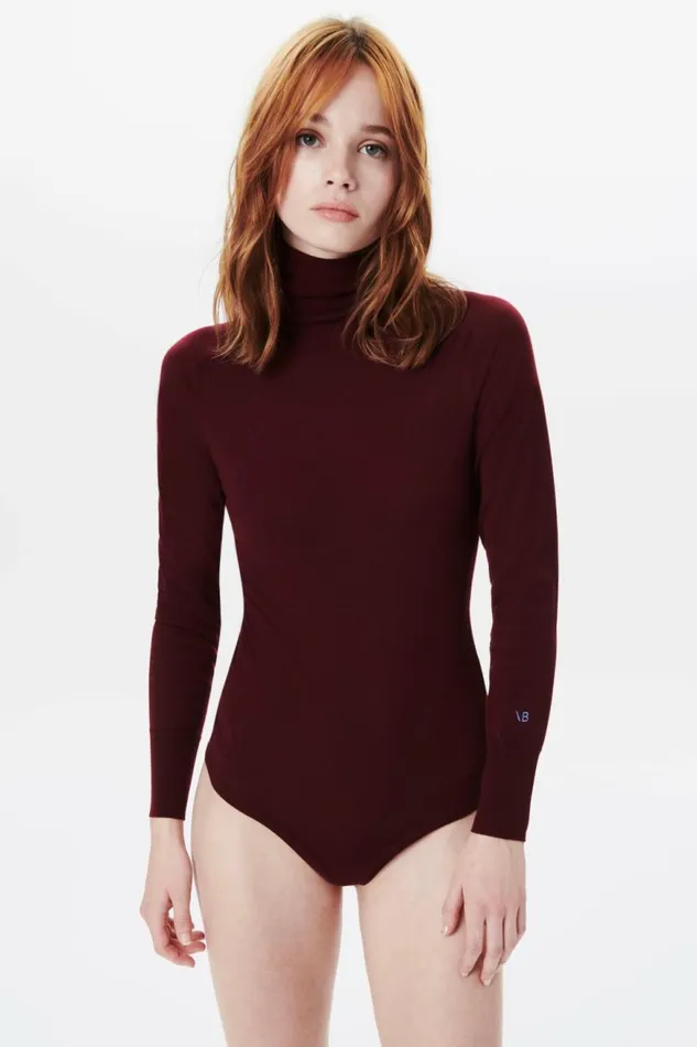 Women Knitwear Victoria Beckham Poloneck Bodysuit In Bordeaux Women Knitwear Victoria Beckham Poloneck Bodysuit In Bordeaux