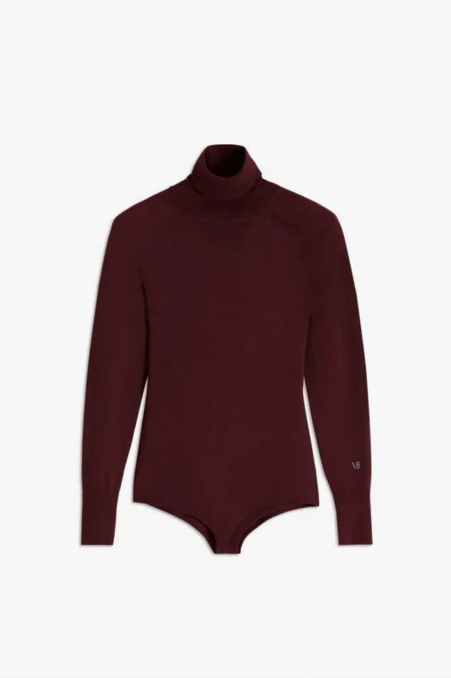 Women Knitwear Victoria Beckham Poloneck Bodysuit In Bordeaux Women Knitwear Victoria Beckham Poloneck Bodysuit In Bordeaux