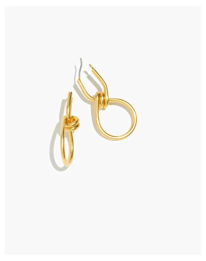 Women Knotted Drop Hoop Earrings Vintage Gold Madewell Earrings