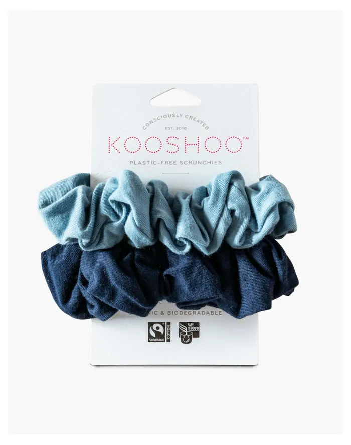 Women KOOSHOO Two Pack Plastic Free Organic Cotton Scrunchies Deep Navy Madewell Hair Accessories