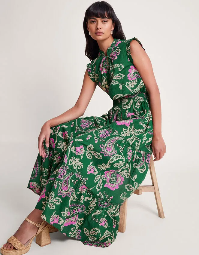 Women La Galeria Elefante Print Tiered Dress Green Monsoon Dresses